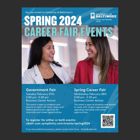 UBalt Career and Internship Center flyer