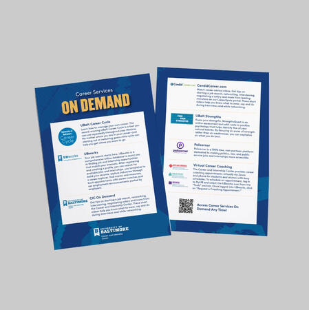 UBalt Career and Internship Center postcard